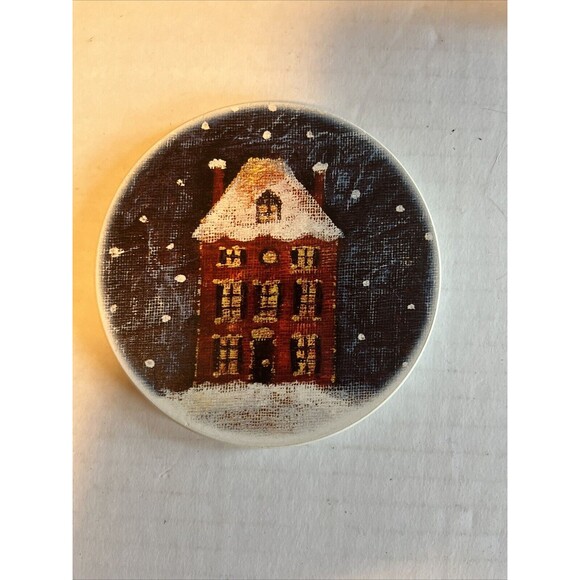 Cypress Home Christmas Deluxe Absorbant Ceramic 4-Coaster Wooden Box Set Cork - Picture 9 of 15